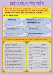 English Worksheet: REPHRASING FOR PET N 4 