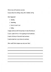 English Worksheet: Success menu for narrative writing