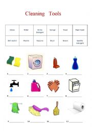 English Worksheet: cleaning Tools