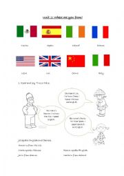 English Worksheet: Where are you from?