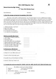 English Worksheet: 9th grade 3th wrtten exam