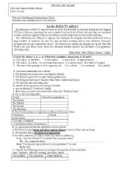English Worksheet: Are The British TV Addict?