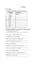 English Worksheet: Past Simple exercises 2