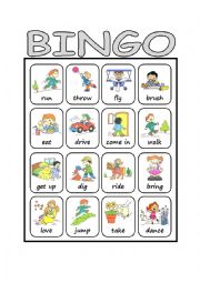 English Worksheet: Actions Bingo