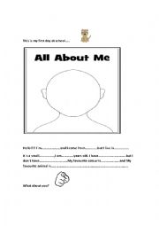 English Worksheet: All about me!!