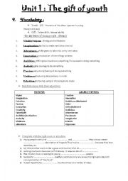 English Worksheet: Gift of youth