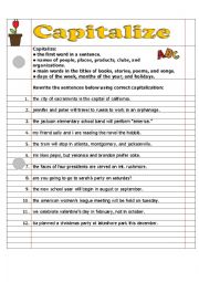 English Worksheet: Capitalization