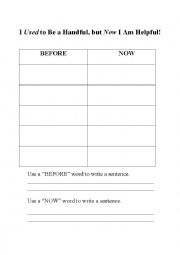 English Worksheet: Past/ Present- I Used to Be, Now I Am