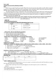 English Worksheet: a reading comprehension 