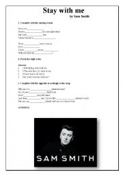 English Worksheet: Stay with me - Sam Smith