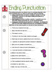 English Worksheet: Ending Punctuation