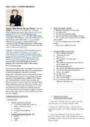 English Worksheet: THE IRON LADY - TEXT WITH COMPREHENSION QUESTIONS