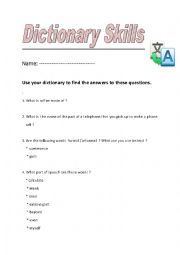 English Worksheet: Dictionary Skills