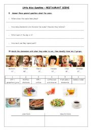 English Worksheet: Little Miss Sunshine restaurant scene