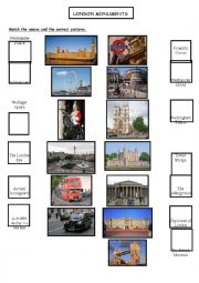 London Monuments and Places and Cultural things - Matching exercice