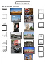 English Worksheet: London Monuments and Places and Cultural things - Matching exercice