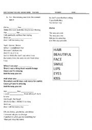 English Worksheet: JUST THE WAY YOU ARE SONG ACTIVITY