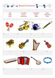 English Worksheet: Musical Instruments 