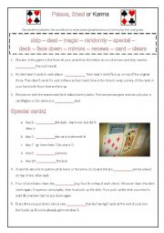 English Worksheet: Palace, Shed or Karma Card Game 