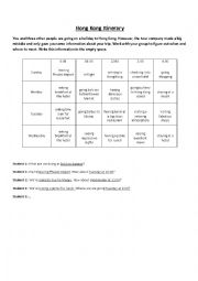 English Worksheet: Holiday Itinerary Group Work