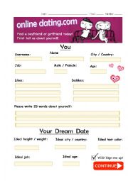 Online Dating worksheet