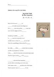 English Worksheet: Listening Dictation of music.Two songs