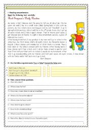 English Worksheet: Bart Simpson Daily Routine