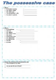 English Worksheet: Exercises possessive case