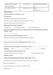 English Worksheet: mid-term test 1 for 4 th year