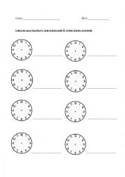 English Worksheet: clock