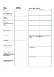 English Worksheet: Creative Writing: Chapter Plotting