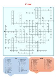 English Worksheet: Crime crossword