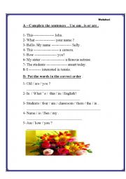 English Worksheet: verb to be 