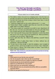 English Worksheet: LETS TALK - Handling Setbacks