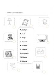 English Worksheet: In the living room 