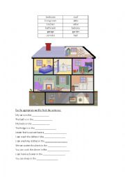 English Worksheet: Parts of the house ESL exercises with illustration