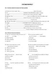 English Worksheet: Future Perfect