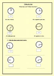 English Worksheet: Telling the Time