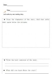 English Worksheet: my reading diary