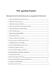 English Worksheet: WH- Questions