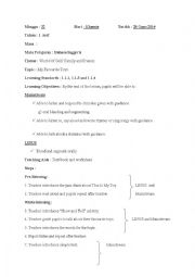 English Worksheet: sample of lesson plan