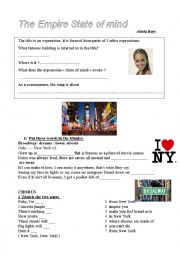 English Worksheet: Empire State of mind Alicia Keys SONG 