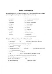 English Worksheet: Phrasal verbs with bring