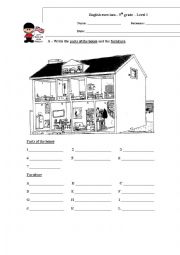 English Worksheet: Parts of the house and furniture