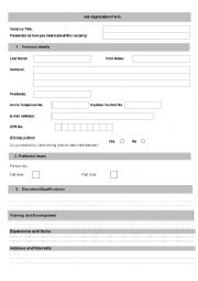 English Worksheet: Application form