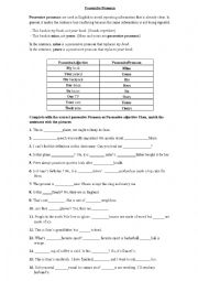 English Worksheet: Possessive Pronoun