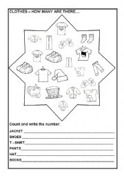English Worksheet: Clothes - How many are there