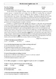 English Worksheet: the first etrm exam 3fl