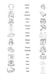 English Worksheet: Clothes (matching exercise)