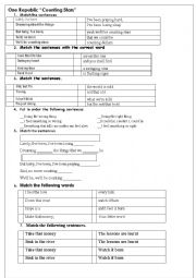 English Worksheet: Counting stars One Republic